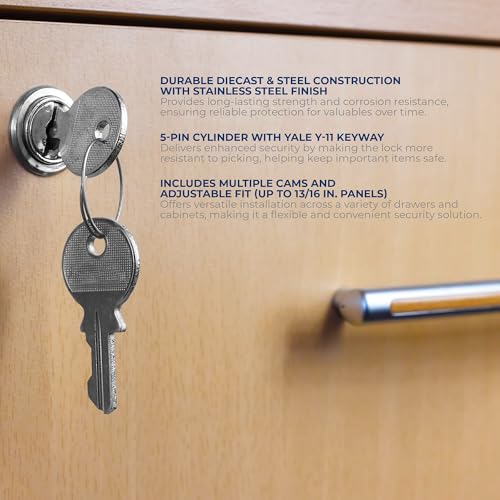 Prime-Line Drawer & Cabinet Lock, 1-1/8 in., Fits 13/16 in. Panels