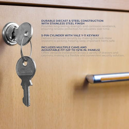 Prime-Line Drawer & Cabinet Lock, 1-1/8 in., Fits 13/16 in. Panels