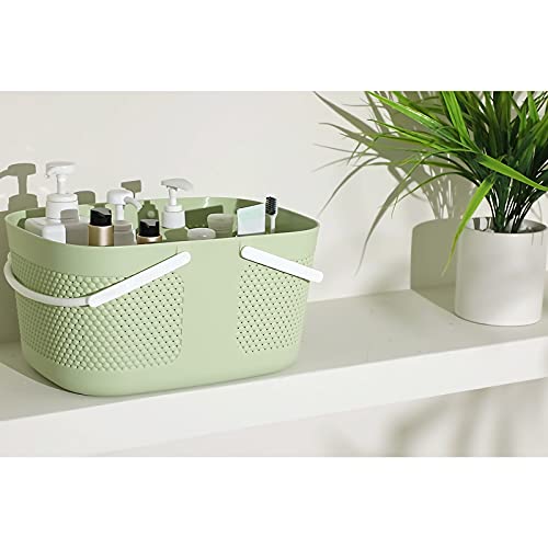 rejomiik Portable Plastic Shower Caddy Basket Organizer with Handles, Green - color: Green
