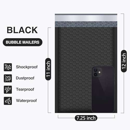 UCGOU Bubble Mailers 7.25x12" 40 Pack Usable Size 7.25x11" Black Bubble Bag - color: Black, size: 7.25x12" 40PC
