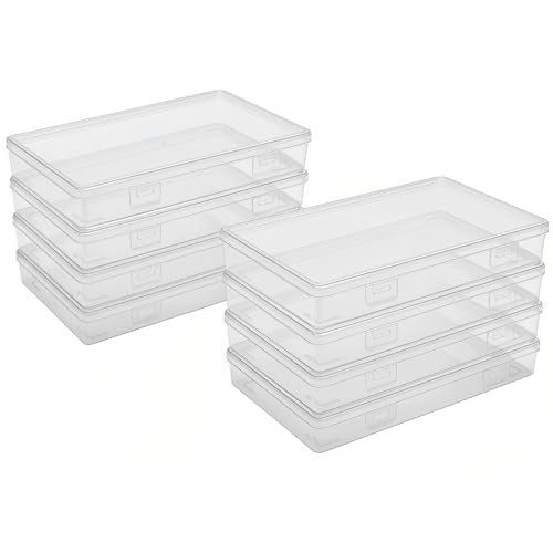 Goodma 8 Pieces Rectangular Empty Mini Clear Plastic Organizer Box - size: 195 x 113 x 30 mm