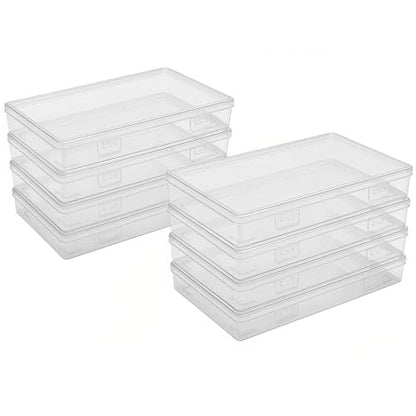 Goodma 8 Pieces Rectangular Empty Mini Clear Plastic Organizer Box - size: 195 x 113 x 30 mm