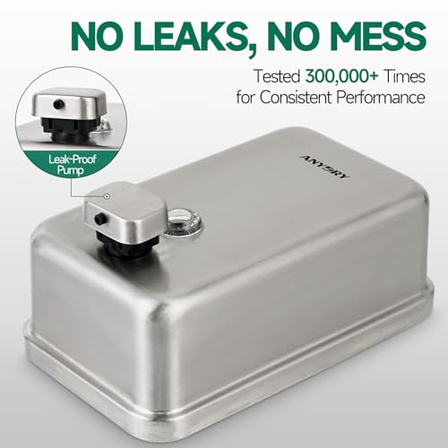 anydry Commercial Soap Dispenser Wall Mounted 37oz Brushed Stainless Steel - color: Brushed
