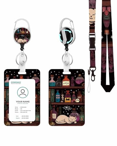 Vertical ID Badge Holder with Detachable Lanyard - Smiling Cat - color: Smiling Cat