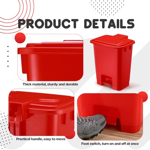 1 Pcs 5 Gallon Red Trash Can Biohazard Step on Hands-Free Waste - color: Red, size: 5 Gallon