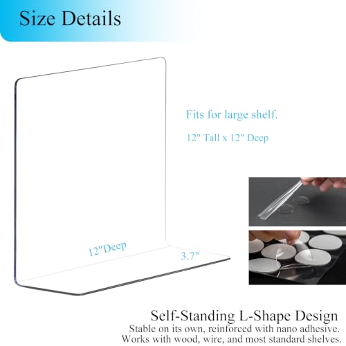 Clear Acrylic Shelf Dividers Closet Organizers for Organization Enthusiasts - size: 12"Tall x 12"Deep