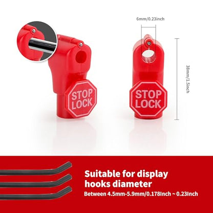 200 Pcs Peg Hook Stop Lock 6mm, Red