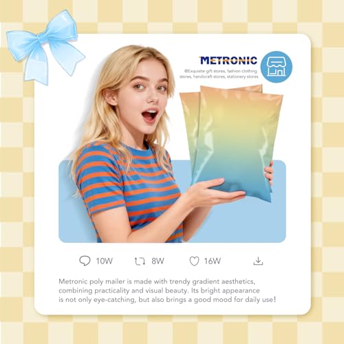 Metronic Cute Poly Mailers 10x13" 50pc Small Shipping Bags Self Seal - color: OrangeBlue, size: 10x13" 50PC