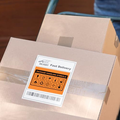 Orange Thermal Labels 4 × 6 Inch Waterproof Vinyl Stickers 250 PCS - color: Orange