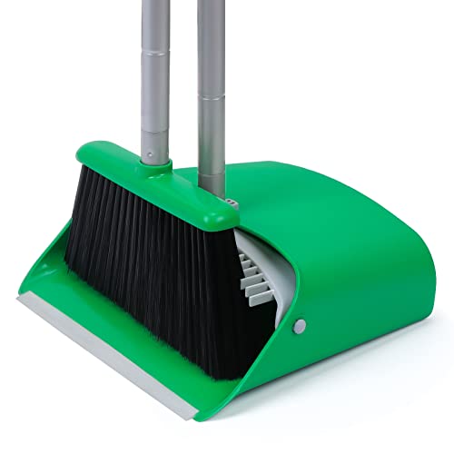 TreeLen Broom and Dustpan Set - Simplify Cleaning Your Home Ktichen Office with Ease - color: Green