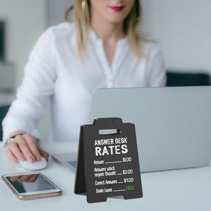 Office Desk Decor Funny Sign "Answer Desk Rates" Humor Plaque, Sarcastic Funny Gag Gift for Coworker, Friends, IT Support, Boss, Customer Service, Cubicle Decor, Christmas White Elephant Gifts - style: "Answer Desk Rates"