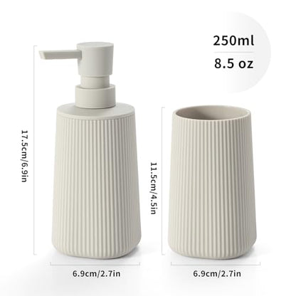 YAUKPH Bathroom Soap Dispenser and Toothbrush Holder Striped Beige - color: Striped Beige