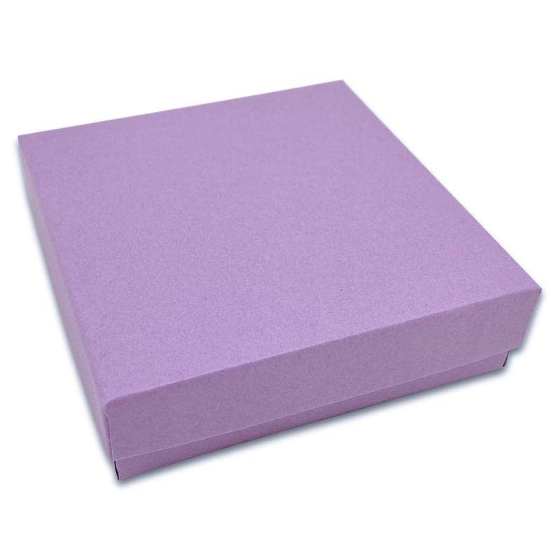 RJ Displays 6 Pack Cotton Filled Purple Color Cardboard Jewelry Necklace Earring Bangle Anklet Pendant Bracelets Watch Gift and Retail Boxes Size 3 1/2" x 3 1/2" x 1" Inch (Purple) - color: Purple