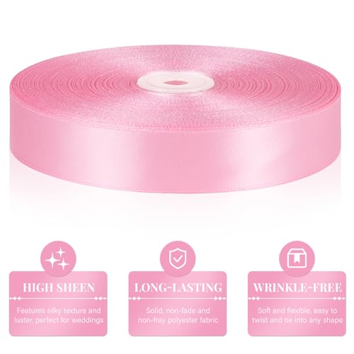 Pink Satin Ribbon 1 Inch x 100 Yards - color: Pink