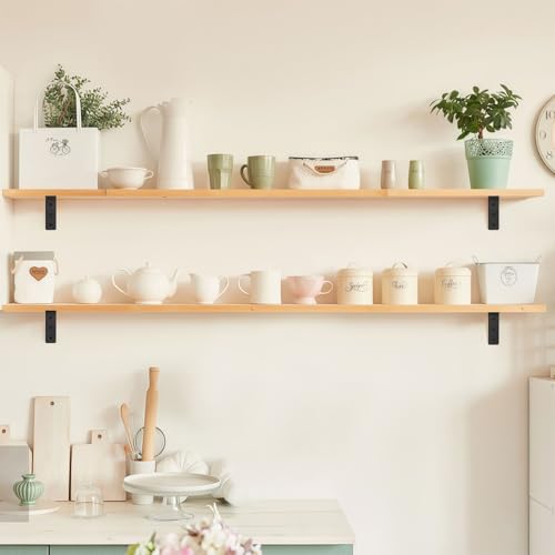 6 Pack Heavy Duty Floating Shelf Brackets, Black Metal L Wall Brackets, DIY Industrial Shelf Brackets - L 6" x H 4" x W 1.6" ( 1/5 Inch Thicked ) - size: 6"×4"