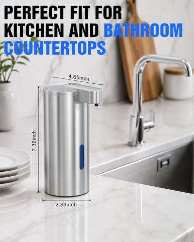 Fantictas Touchless Foaming Soap Dispenser, 11.5 oz Stainless Steel Pump - color: Stainless Steel, style: Foam
