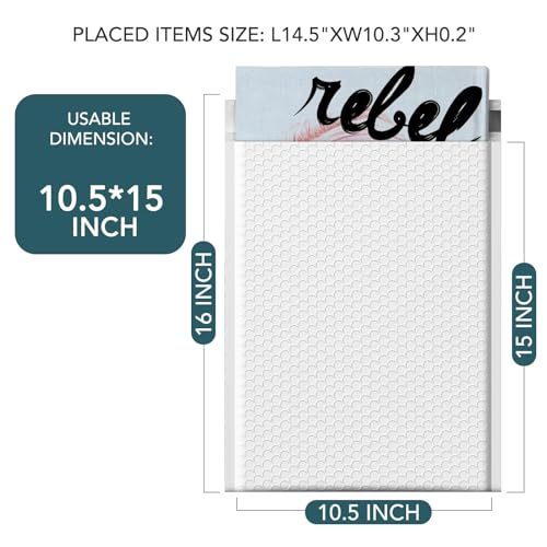 Metronic Large Bubble Mailers 10.5x16 Inch 250 Pack White Padded Envelopes - color: White, size: 10.5x16" 250PC