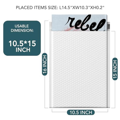 Metronic Large Bubble Mailers 10.5x16 Inch 250 Pack White Padded Envelopes - color: White, size: 10.5x16" 250PC