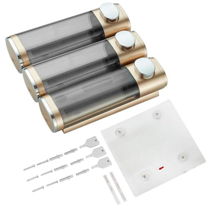 Pollock Shampoo and Conditioner Dispenser 3 Chamber No Drill - color: Gold 3