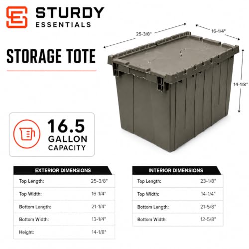 Storage Bins with Lids Heavy Duty Stackable Storage Box - size: 25" x 15" x 14"