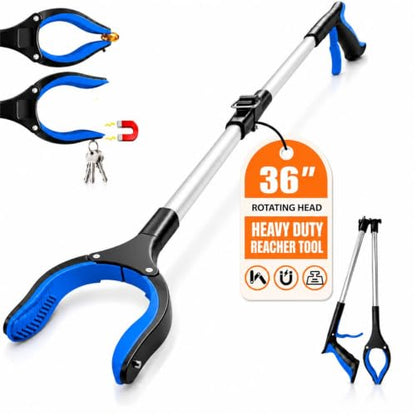 36" Grabber Reacher Tool, LEGENDONE Foldable Reacher Grabbers Pickup Tool for Senior, Post-Surgery Heavy Duty Upper Gripper, Wide Claw Trash Picker, Strong Grip| Powerful Magnet| 360° Rotating Head - color: 36"blue - 1pack