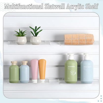 Yalikop 4 Pcs Clear Acrylic Slatwall Shelves, Fenced Style, 10 x 4 Inch - size: 10 x 4 Inch, style: Fenced Style