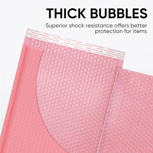 CHMI Pink Bubble Mailers 8.5 x 12 Inch 100 Pack, Usable Size 8.25X12 Inch Poly Mailers,Mailing Envelopes,Shipping Mailer，Opaque Self Seal Adhesive Waterproof Bags for Packaging and Shipping.