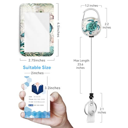2 Pack Sea Turtle ID Badge Holder with Clip Badge Reels - color: 2 Pack-sea Turtle3