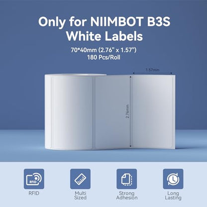 NIIMBOT B3S K3 B31 B4 Label Tape Self-Adhesive Labeling Tape 70x40mm - size: 70 X 40mm