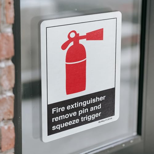 Fire Extinguisher Remove Pin And Squeeze Trigger ANSI Vinyl Decal Label 18 Inch x 12 Inch - 5 Pack - color: Vinyl Decal, size: 5 Pack of 18" x 12"
