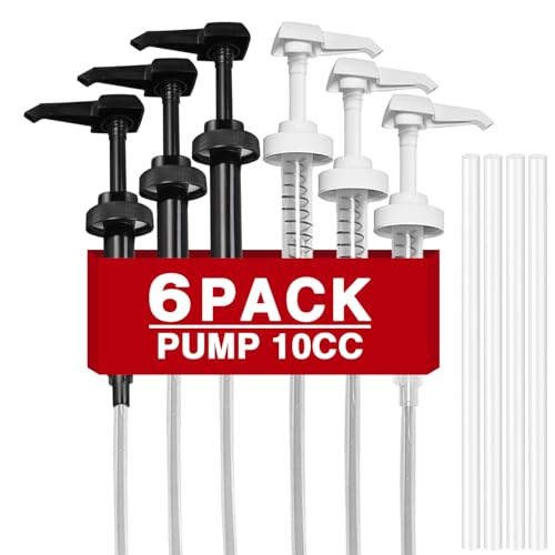 AMORIX 6 Pcs 38-400 Gallon Pump Dispenser, Black & White, for Gallon Jug - size: 38/400-10cc x 6pcs