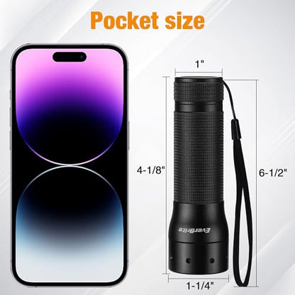 EverBrite Mini Flashlight, Zoomable LED Flash Light, 3 Modes, 3AAA Batteries Included, Handheld Small Flashlight for Camping, Emergency, Home – Black (Pack of 2) - color: Black, size: Small (Pack of 2)