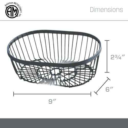 American Metalcraft WBBV90 Wire Basket, Oval Black 9" L x 6" W x 2 ¾" H
