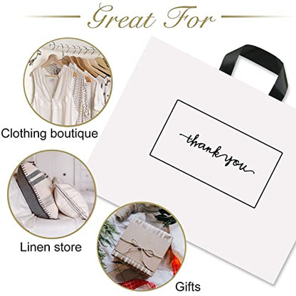 Thank You Shopping Bags - Soft Loop Handles White 50Pcs 10x12In - color: White, style: 10x12 in