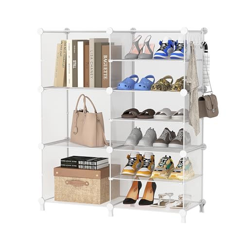 AWTATOS Closet Organizer 6 Cube Storage Shelves, Transparent Twill - color: Transparent Twill