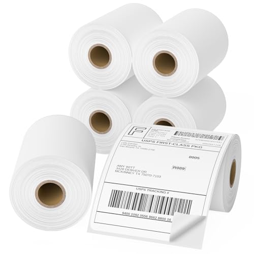 FungLam 6 Rolls 4"x6" Thermal Shipping Labels, 250 Labels/1 Roll, 1" Core, Perforated, Address Mailing Shipping Labels Compatible with JADENS,Rollo, Zebra,iDPRT. - size: 6 Rolls