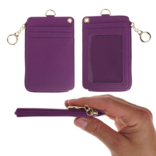 MONDO DESIGNS 2-in-1 ID Badge Holder Lanyard Wallet - Deep Purple - color: Deep Purple