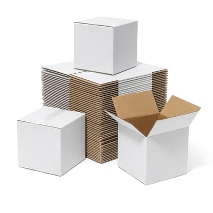 Mefleet 4x4x4" Shipping Boxes 50 Pack Small Corrugated Cardboard Box White - size: 4x4x4 inches (50 Pack)