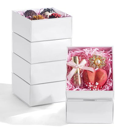 50PCS 4x4x2Inch White Drawer-Style Gift Boxes for Macarons, Cookies, Chocolate Truffles & Donuts - Christmas Party Favors, Holiday Treat Boxes, Bakery Packaging Party Favors&Holiday Celebrate