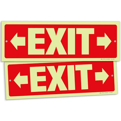 iSYFIX Exit Signs with Right & Left Arrow, 2 Pack, 12x4 Inch - color: Plastic Righ&Left Glow, size: 2 Pk 12x4