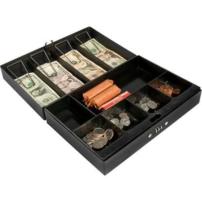 BARSKA 12-Inch Cash Box and 6 Compartment Tray with 4 Bill Holder , Black, Medium - size: 12 Inch, style: Combo Lock Bill Holder