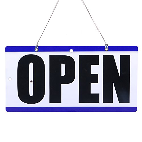 Eagle Open and Closed Sign, Plastic, with Hanging Chain, Dual Sides with “Will Return” Clock, 6X11.5-Inches