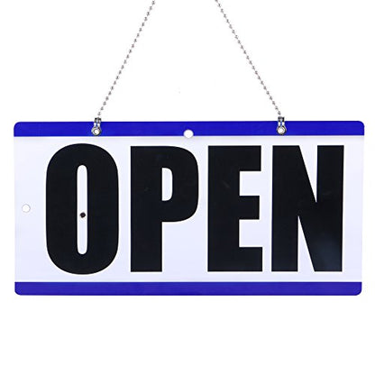 Eagle Open and Closed Sign, Plastic, with Hanging Chain, Dual Sides with “Will Return” Clock, 6X11.5-Inches