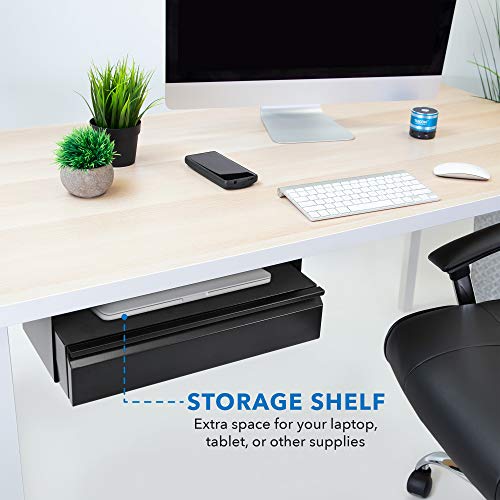 Mount-It! Under Desk Pull-Out Drawer with Shelf, Steel, 20.2 in, 11 lb Cap - size: Tall