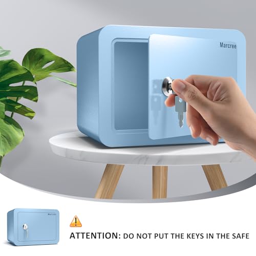 Marcree Mini Safe Box, 0.23 Cub Home Safes for Kids, Blue Small Safe - color: 0.23 cuft-BLUE