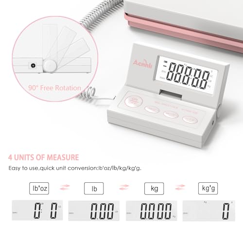Postal Mail Scales for Shipping, 110LB(50KG) Scale for Package, Three Functions: Tare,Mode and Hold, Individual Flexible Panel,with Manual and Adapter