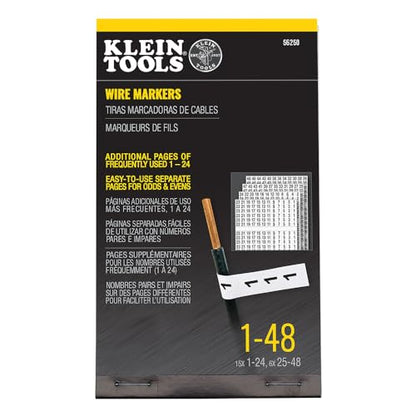 Klein Tools 56250 Wire Marker Book for Cable Management, Electric Panel Organization Wire Label Stickers, Numbered 1-48 - size: 1 Count (Pack of 1), style: Standard