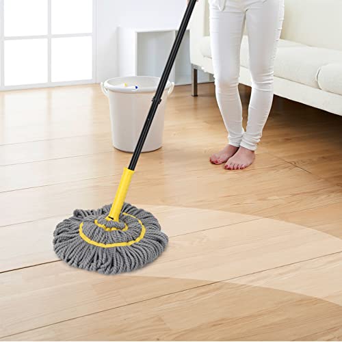 Self-Wringing Twist Mop, Microfiber Floor mop 57" Long Handle, Gray - color: Gray (1 Handle & 1 Mop Head)