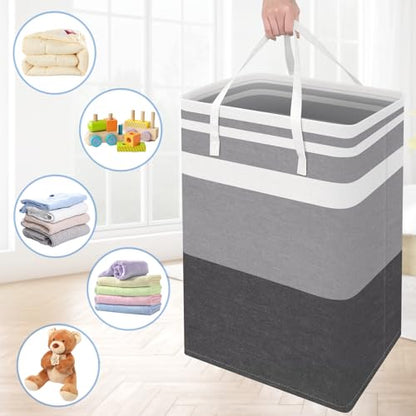 BlissTotes 3-Pack Laundry Basket, Collapsible Laundry Hamper, Grey, 75L - color: Grey, size: 75L