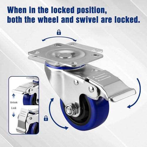 WORKPRO 3" Caster Wheels, 1760 LBS Heavy Duty Swivel Casters, Set of 4 - style: 3 Inch